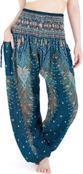 Women'S Smocked Waist Boho Flowy Yoga Harem Pants Hippie Clothes