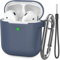 Airpods Case Cover plus Hand Strap Silicone Protective Case Cover Accessories Compatible with Apple Airpods 2 & 1 for Man Wonen Girls(Black)